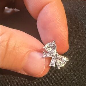 Elegant Silver Bow Stud Earrings